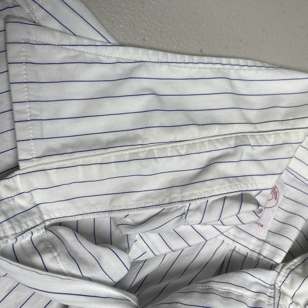 Brooks Brothers 346 Shirt 15 2 3 L/S Button Up Regular Fit White Striped - Picture 8 of 8